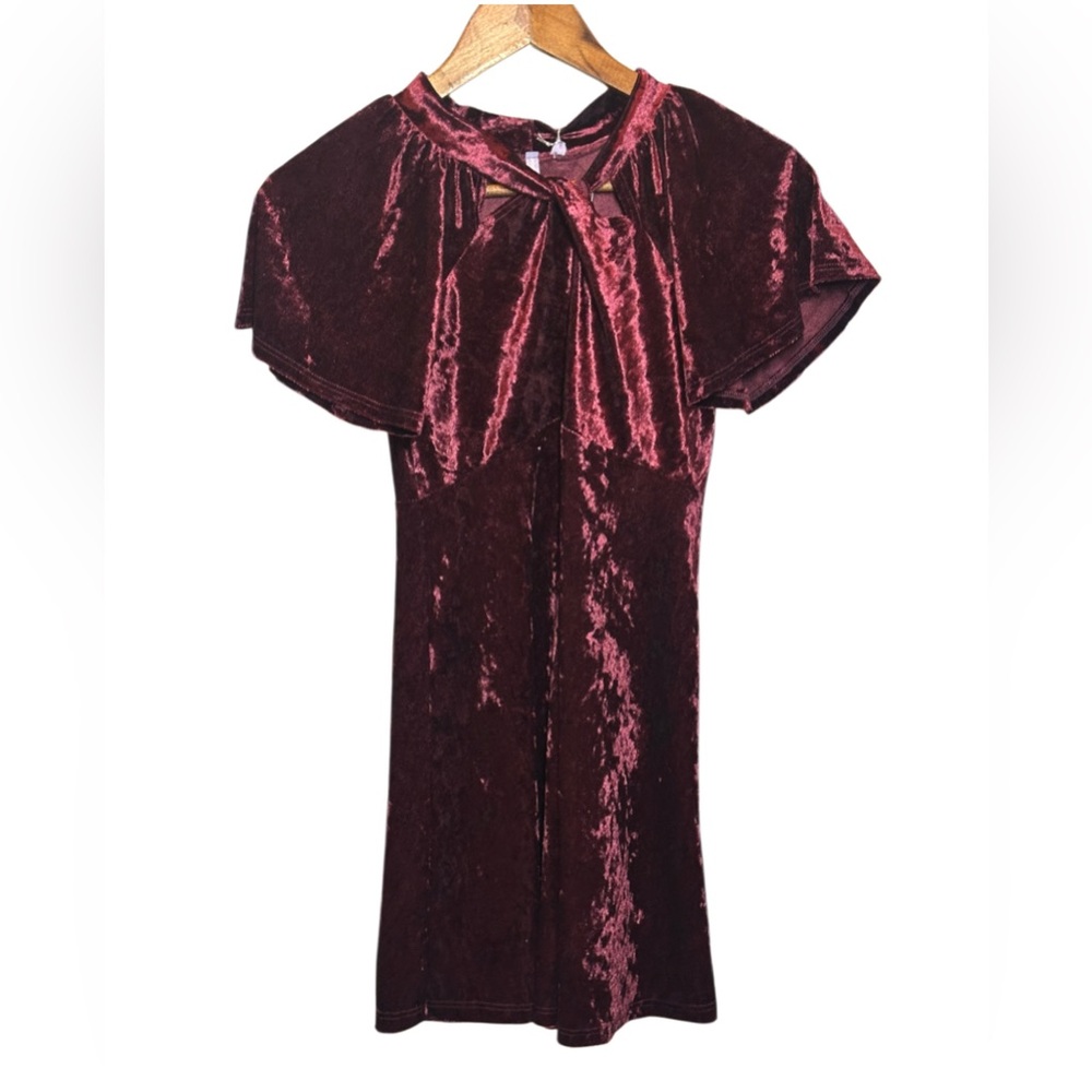 Elegant Velvet Burgundy Dress